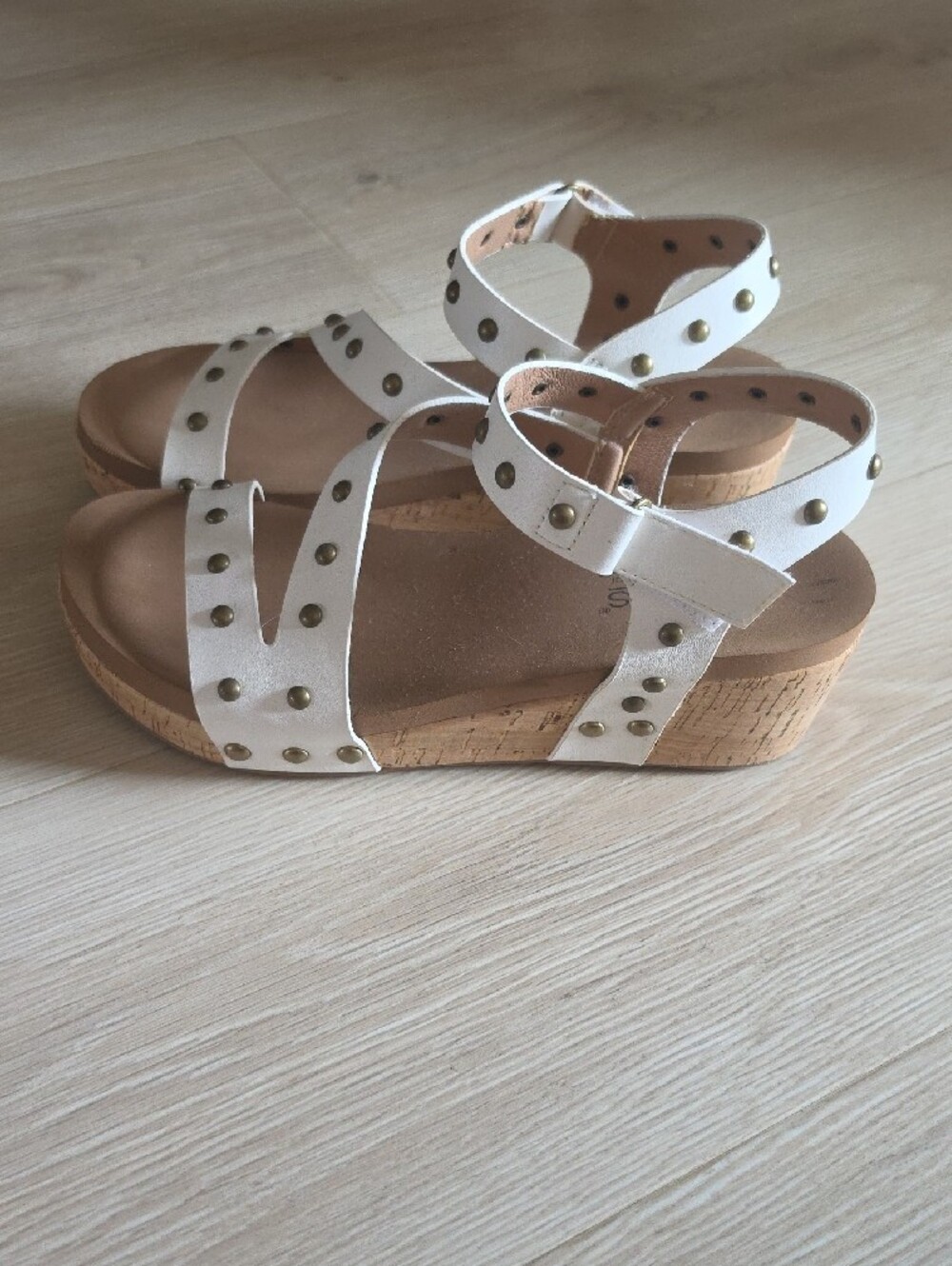 Corkys White Studded Cork Wedge Sandals - Picture 4 of 16